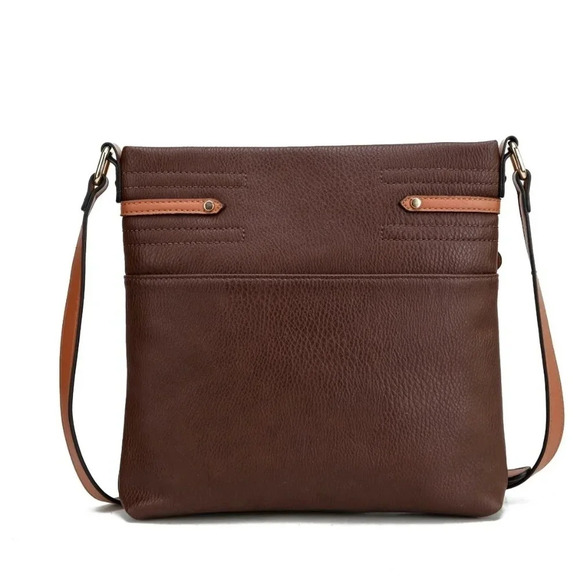 🆕️MKF Vegan Leather Pink & Brown Crossbody Bag 🎒✨ Trendy & Functional - Picture 6 of 10